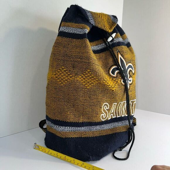 New Orleans Saints Multi-Color Woven Drawstring Backpack Tote Sack Football - Picture 5 of 9